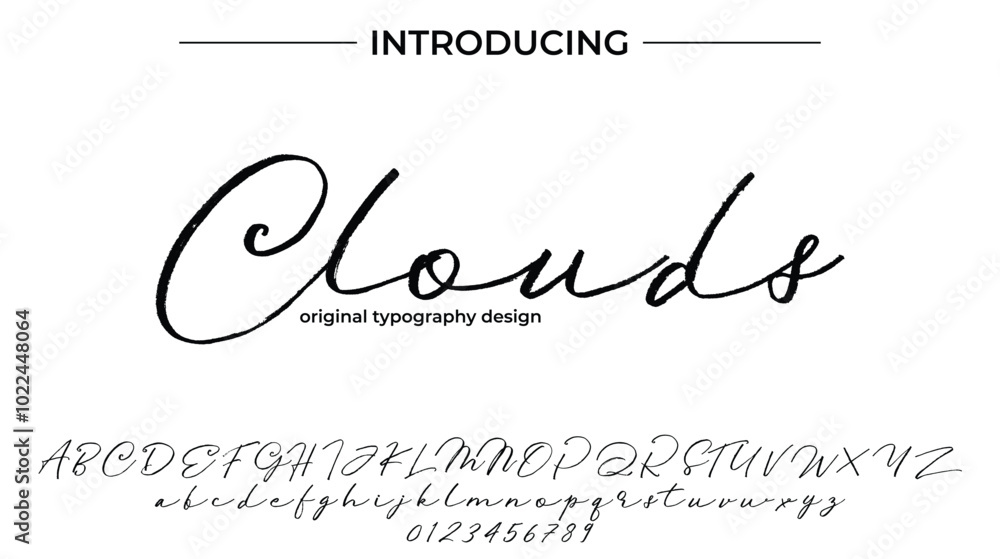 Clouds Font Stylish brush painted an uppercase vector letters, alphabet, typeface Clouds Font Stylish brush painted an uppercase vector letters, alphabet, typeface