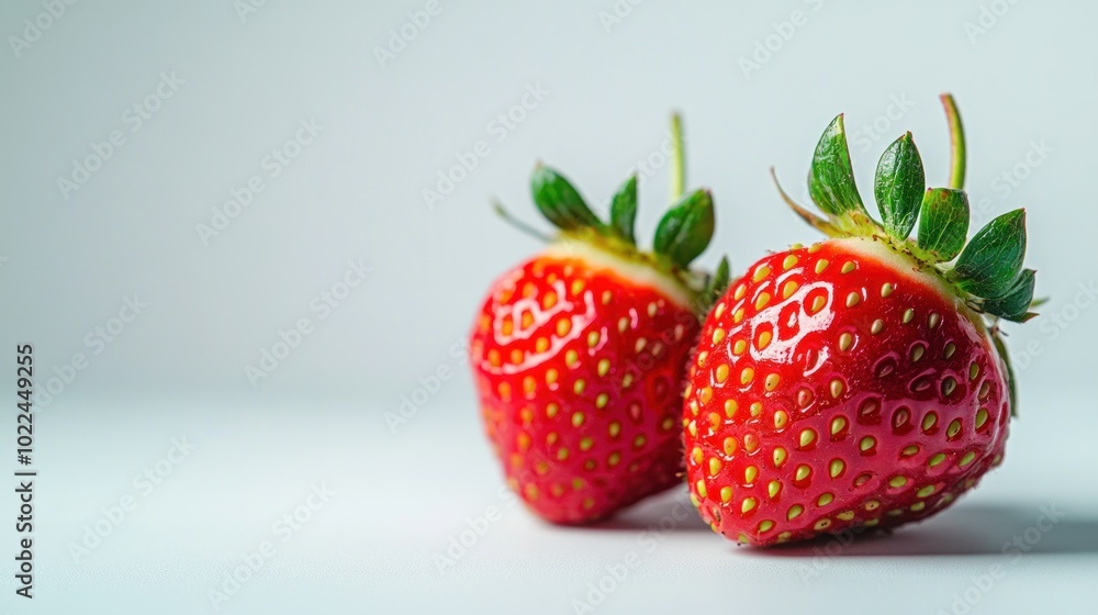 Two Red Strawberries on a White Background Two Red Strawberries on a White Background