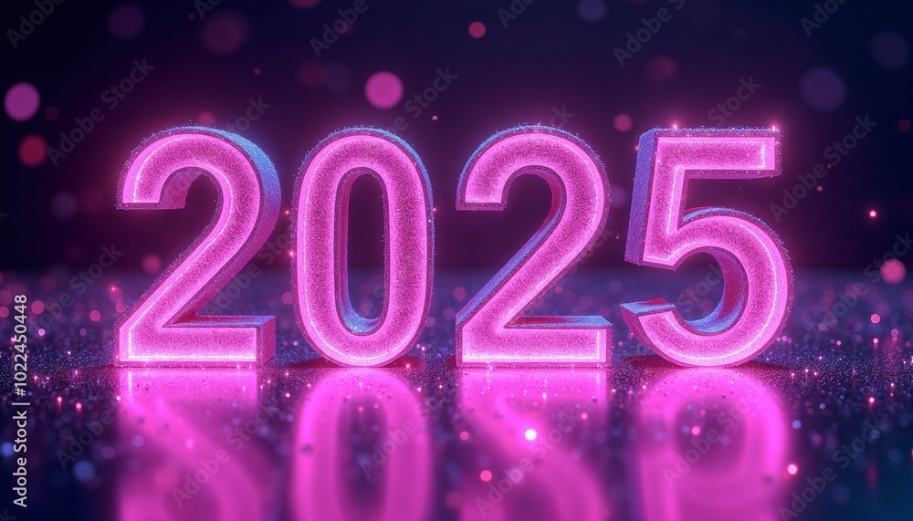 Glittering metallic 2025 numbers with shimmering light reflections Glittering metallic 2025 numbers with shimmering light reflections