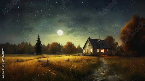 the night view of the countryside