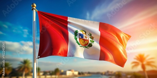Wallpaper Mural Peruvian Flag Waving in the Wind - Capture the Essence of Peru's National Identity Torontodigital.ca