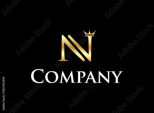 A sleek logo featuring a stylized letter 'N' with a crown, representing a company brand.