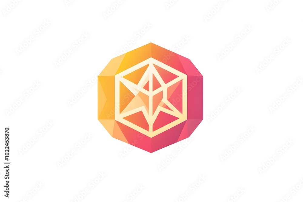 Abstract geometric shape resembling a multifaceted gem with a central star Abstract geometric shape resembling a multifaceted gem with a central star