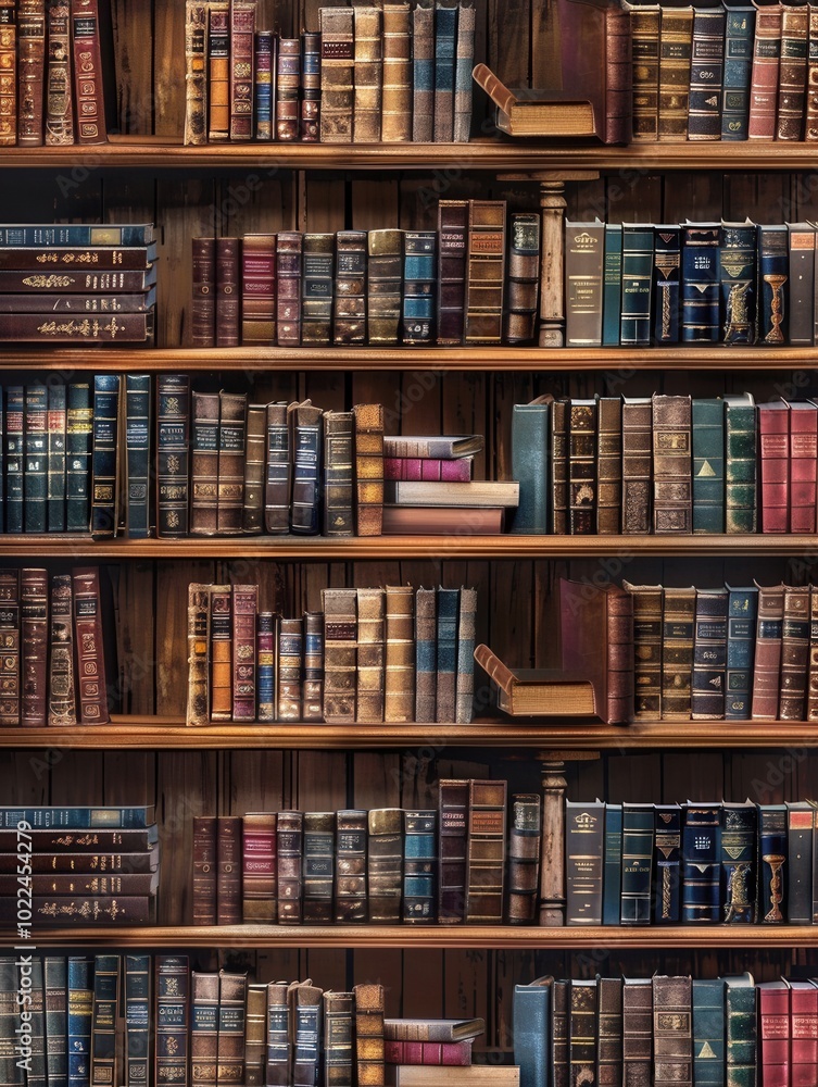 Wooden shelves are packed with a variety of textbooks and academic literature, creating an inviting atmosphere for study and reading. Generative AI Wooden shelves are packed with a variety of textbooks and academic literature, creating an inviting atmosphere for study and reading. Generative AI