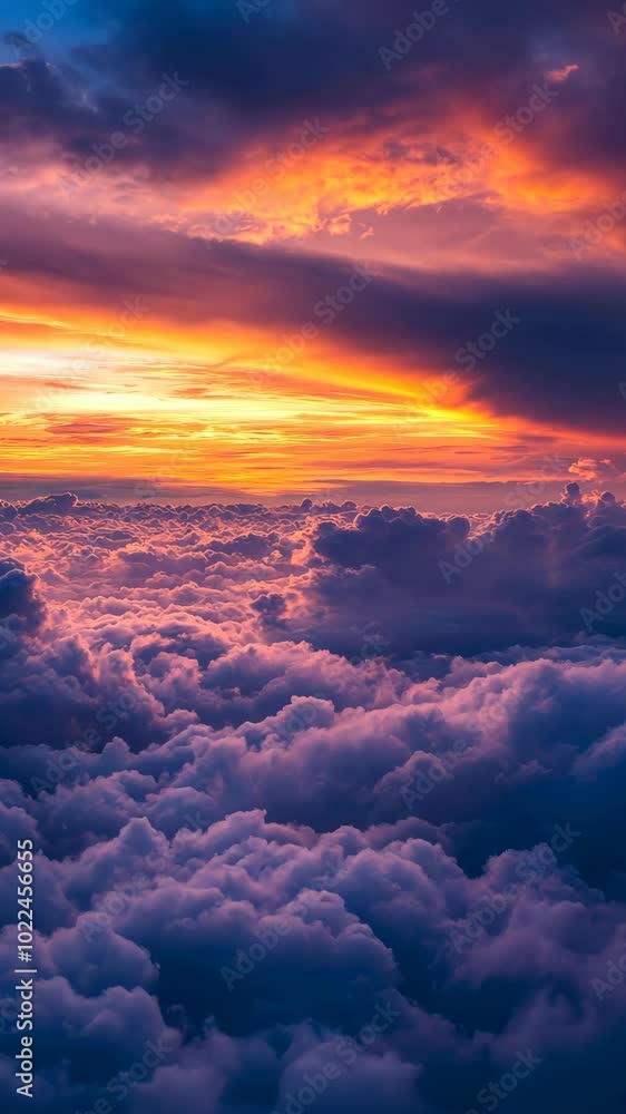 Vibrant sunset over a sea of clouds, captivating skyscape. Serenity and beauty of nature concept Vibrant sunset over a sea of clouds, captivating skyscape. Serenity and beauty of nature concept