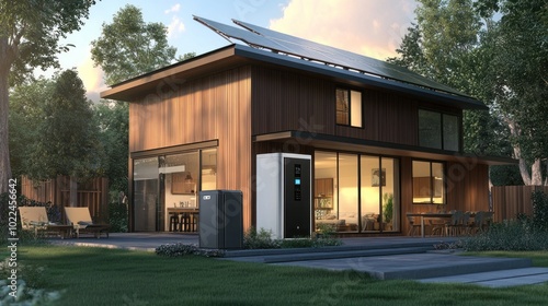 Solar-powered home battery system for energy storage and backup power, contributing to a green and sustainable home