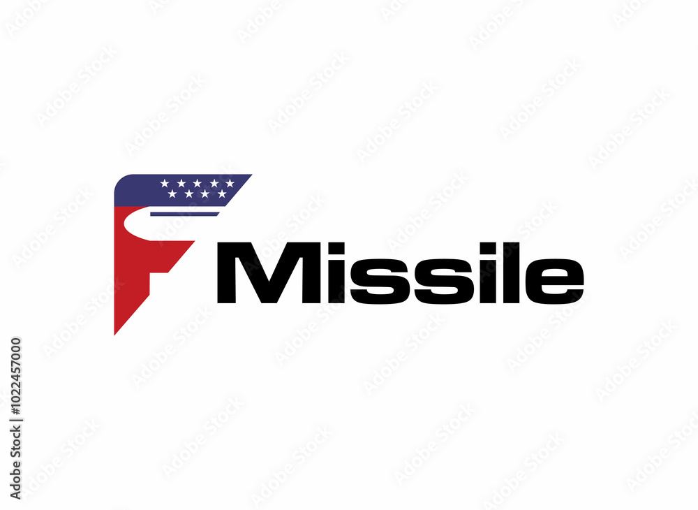 F logo design bullet and military concept with American flag F logo design bullet and military concept with American flag
