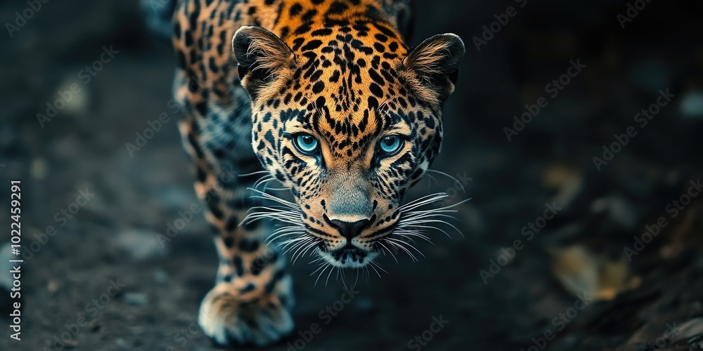 Obraz premium Leopard close-up with blue eyes