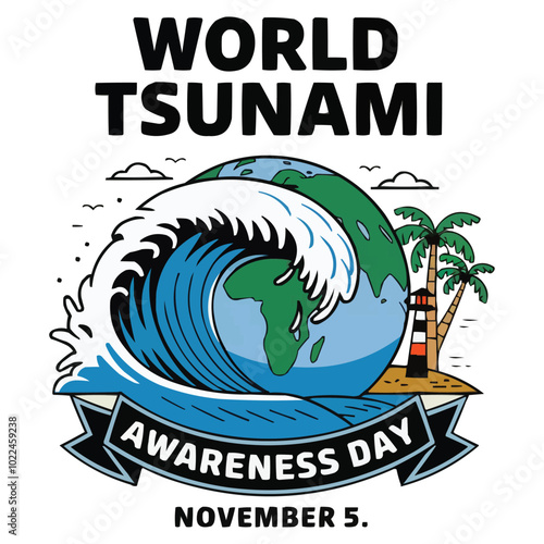 World Tsunami Awareness Day vector poster Design