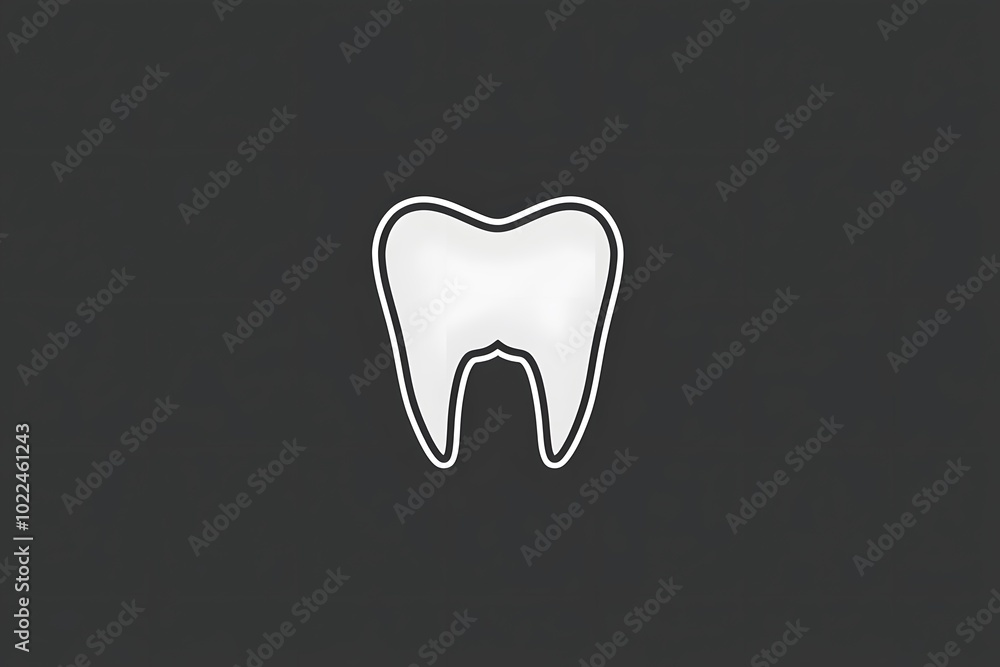 Single White Tooth Icon on Black Background Single White Tooth Icon on Black Background