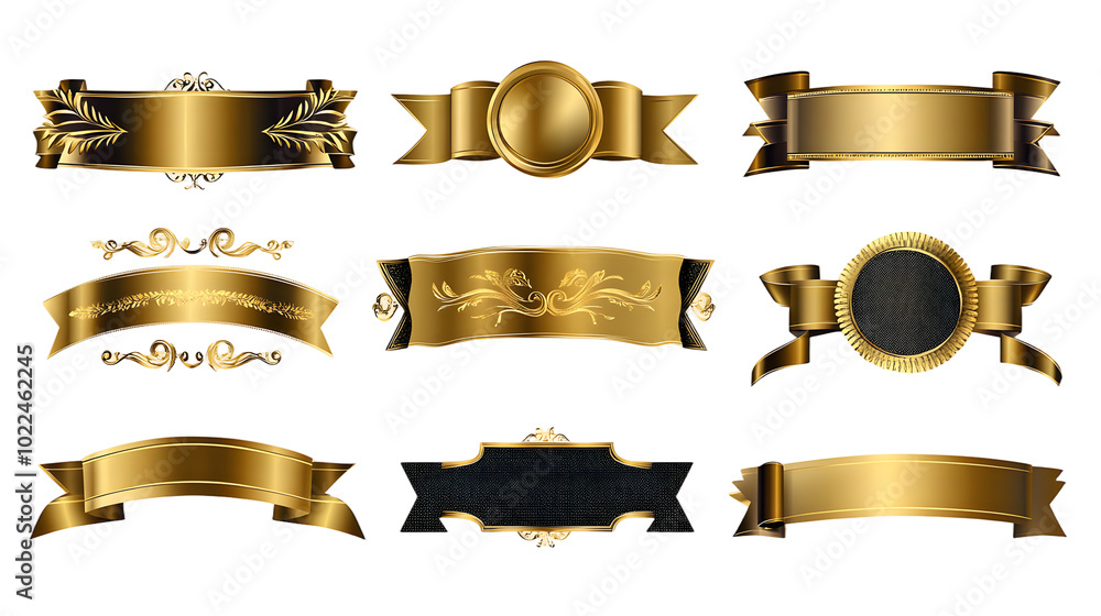 Golden design elements collection: banners, ribbons, scrolls, labels, and more in vector format Golden design elements collection: banners, ribbons, scrolls, labels, and more in vector format