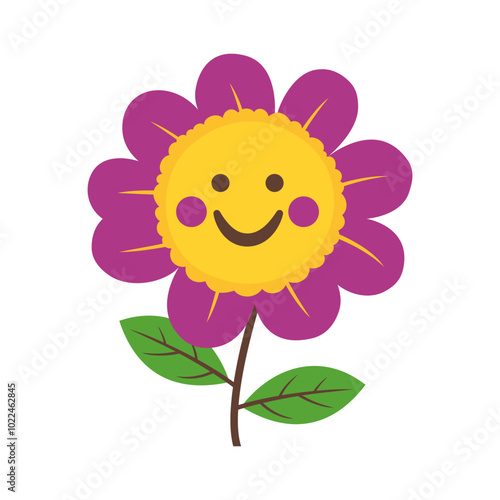 Cute Happy Smile Purple Sunflower Daisy Flower Floral in the Park