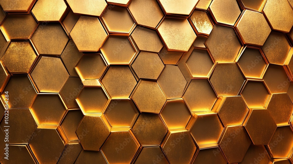 A Close-Up View of a Gold Honeycomb Pattern A Close-Up View of a Gold Honeycomb Pattern