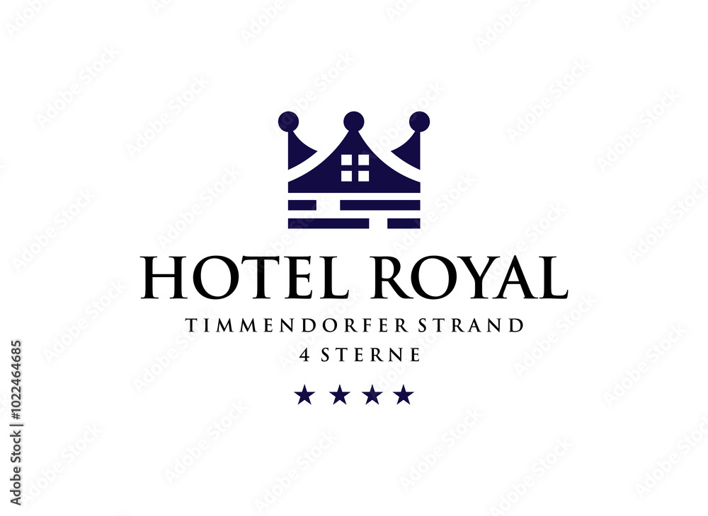 A logo featuring a crown and text indicating a hotel with four stars. A logo featuring a crown and text indicating a hotel with four stars.