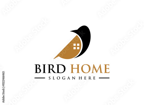 A logo featuring a stylized bird with a house design, representing home and comfort.