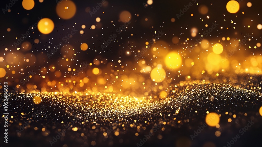 Obraz premium Golden Sparkle Background with Bokeh Effect