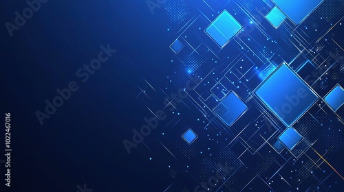 Abstract Blue Technology Background with Geometric Shapes