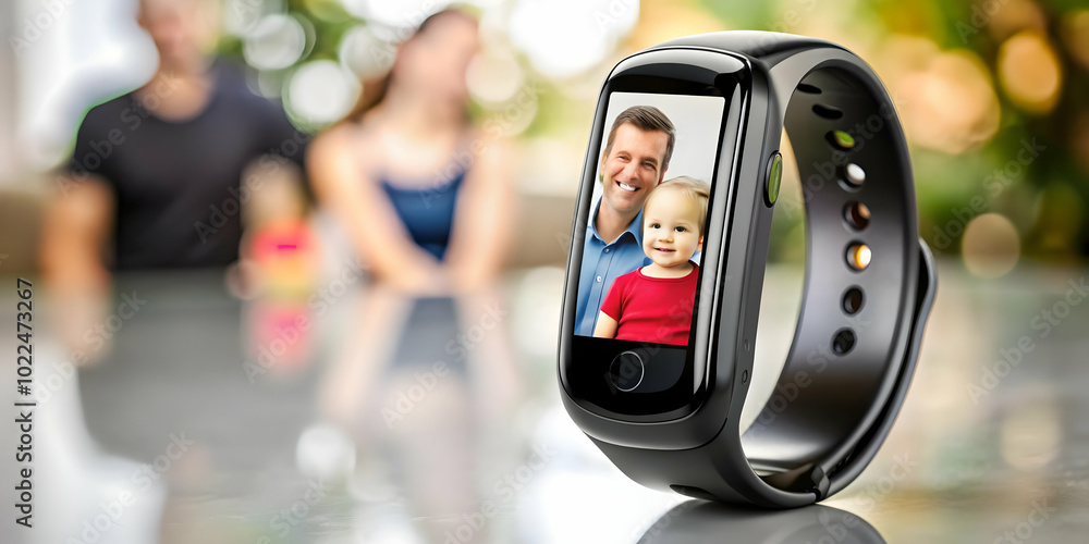 Glossy Fitness Tracker on Plain Surface: High-Quality Imagery Showcasing Family Bonding & Shared Health Goals Glossy Fitness Tracker on Plain Surface: High-Quality Imagery Showcasing Family Bonding & Shared Health Goals
