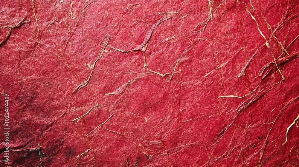 Red Textured Background with Natural Fiber Patterns