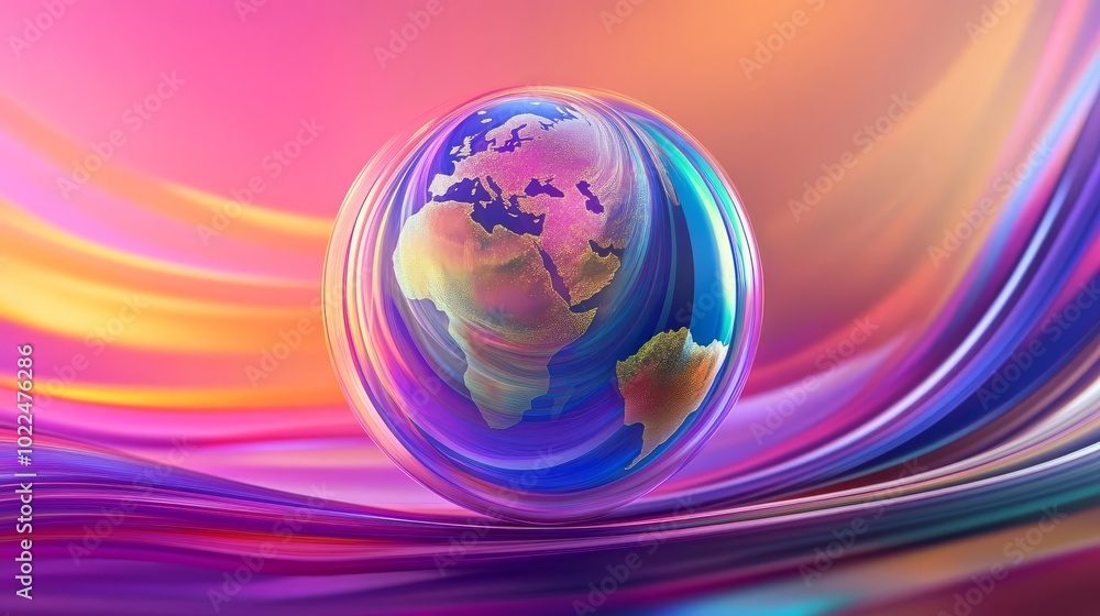 Inclusive globe, swirling translucent colors, flat design illustration Inclusive globe, swirling translucent colors, flat design illustration