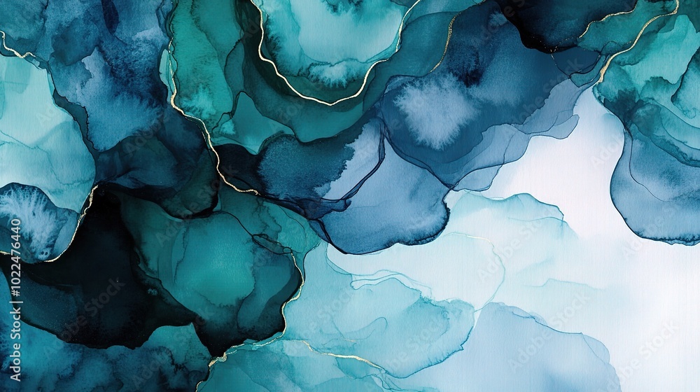 Abstract Fluid Art with Aqua and Teal Tones Abstract Fluid Art with Aqua and Teal Tones