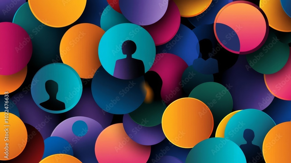Community circles, overlapping translucent design, flat design illustration Community circles, overlapping translucent design, flat design illustration