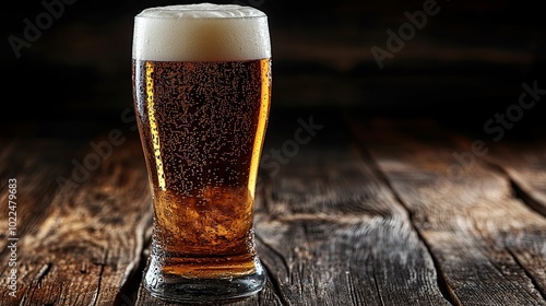 A Glass of Beer on a Rustic Wooden Table