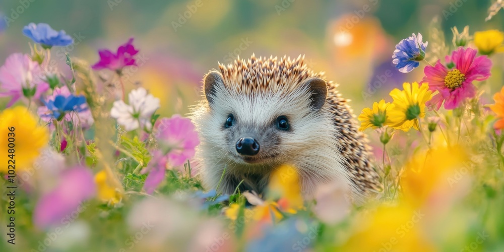 Small hedge in a field of flowers Small hedge in a field of flowers