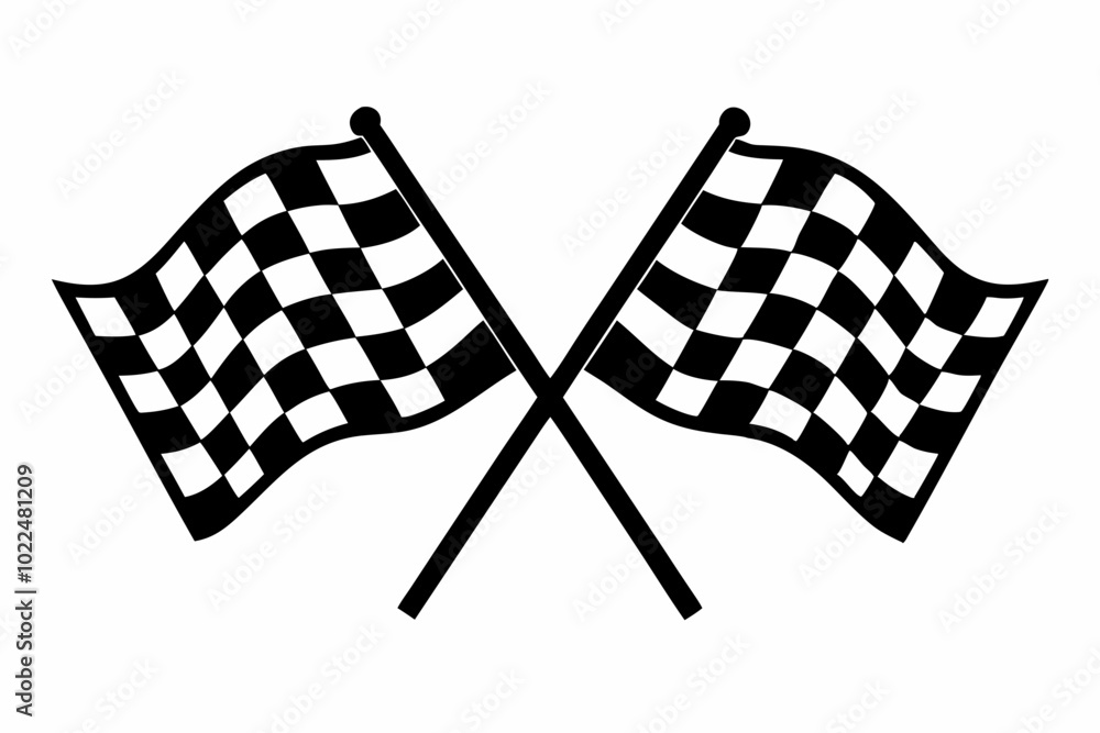 Fototapeta premium two crossed checkered Flag NASCAR Racing flag, sports finish line flag silhouette vector