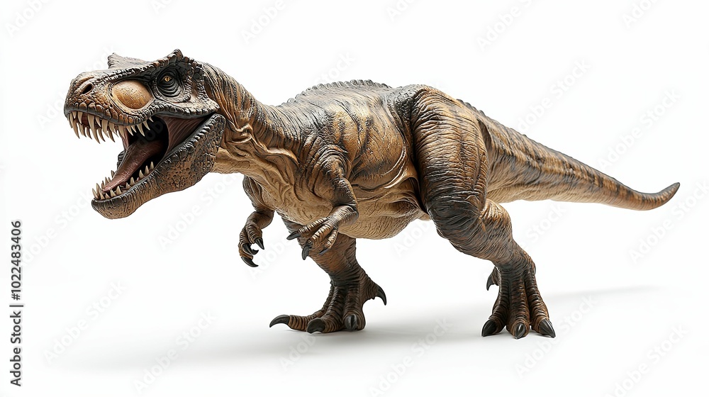 A Tyrannosaurus Rex Dinosaur Model in a White Background A Tyrannosaurus Rex Dinosaur Model in a White Background