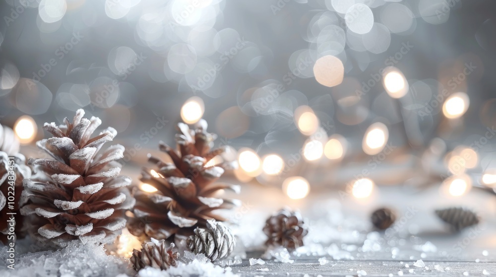 Winter Wonderland with Pine Cones and Lights Winter Wonderland with Pine Cones and Lights