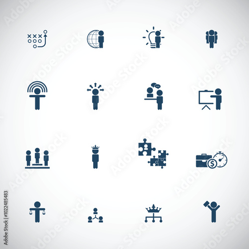 Universal business management and human resources icon set. Universal icons for web and mobile. Vector.