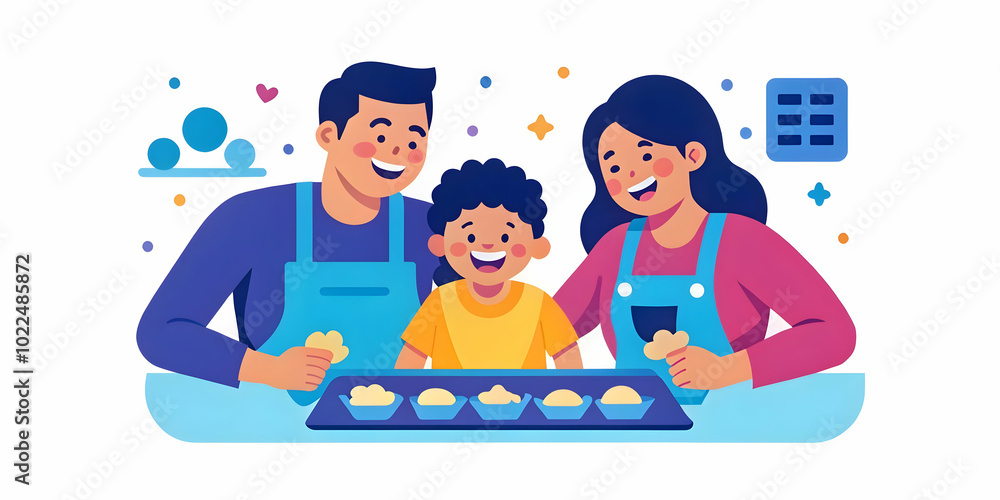 Candid shot of a joyful family baking cookies in a sunlit kitchen, capturing genuine laughter and warmth in a cozy home environment. Candid shot of a joyful family baking cookies in a sunlit kitchen, capturing genuine laughter and warmth in a cozy home environment.