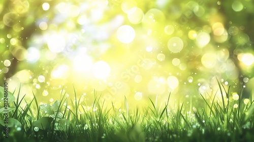 Bright and Luminous Nature Background with Green Grass