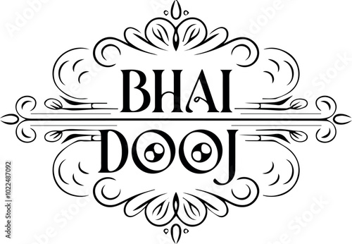 bhai dooj typography with elements vector background