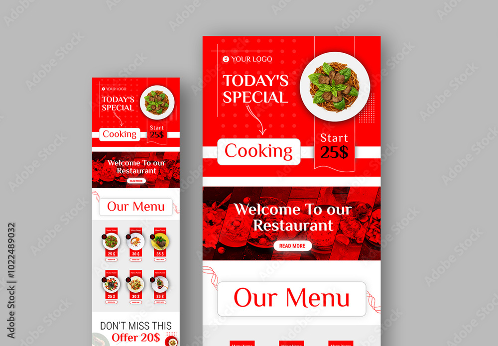 Restaurant Newsletter Layout Stock Template | Adobe Stock