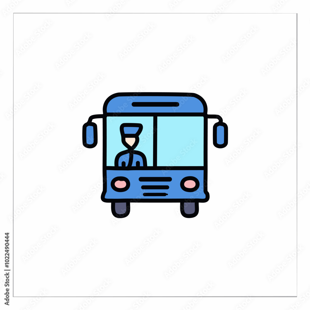 Blue bus with driver icon vector illustration Blue bus with driver icon vector illustration