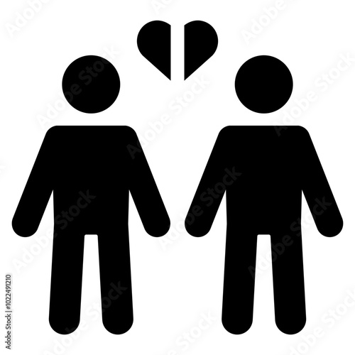 couple with broken heart icon