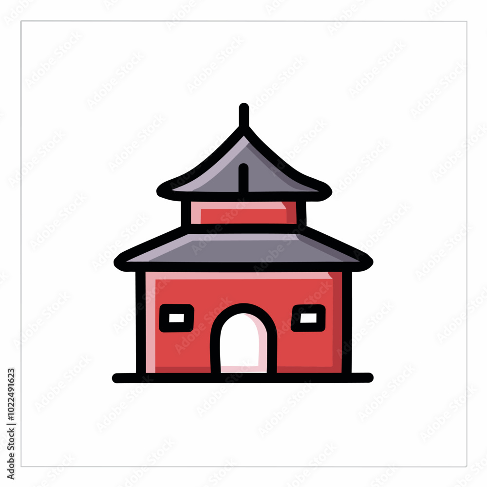 Vector icon of chinese building in flat style on white background Vector icon of chinese building in flat style on white background