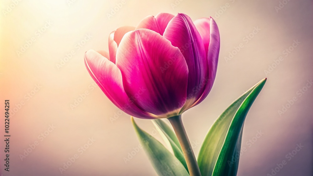 Fototapeta premium Vintage Style Pink Tulip in 4K Vertical Video for Floral Aesthetic