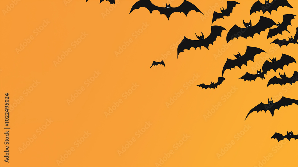 An orange background with black bats,halloween theme banner, generated by AI An orange background with black bats,halloween theme banner, generated by AI