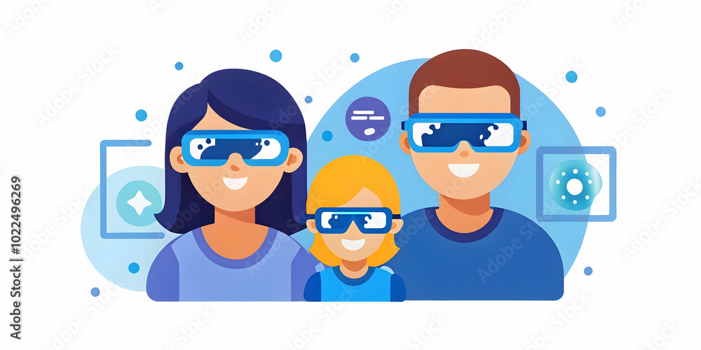 Close-Up of a Family Sharing Augmented Reality Glasses with Interconnected Holograms - Capturing Shared Experiences and Connections in a Modern Family Setting through Cutting-Edge AR Technology. Close-Up of a Family Sharing Augmented Reality Glasses with Interconnected Holograms - Capturing Shared Experiences and Connections in a Modern Family Setting through Cutting-Edge AR Technology.