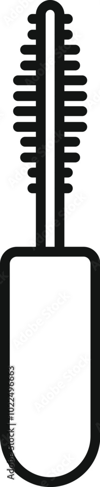 Simple line art icon of a mascara brush, perfect for representing makeup application Simple line art icon of a mascara brush, perfect for representing makeup application