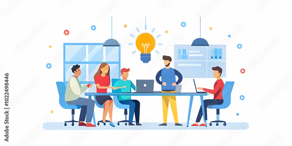 Developers Brainstorming in Open Workspace: Candid Shot of Agile Team Collaboration in Modern Office with Natural Light and Motion Blur Developers Brainstorming in Open Workspace: Candid Shot of Agile Team Collaboration in Modern Office with Natural Light and Motion Blur