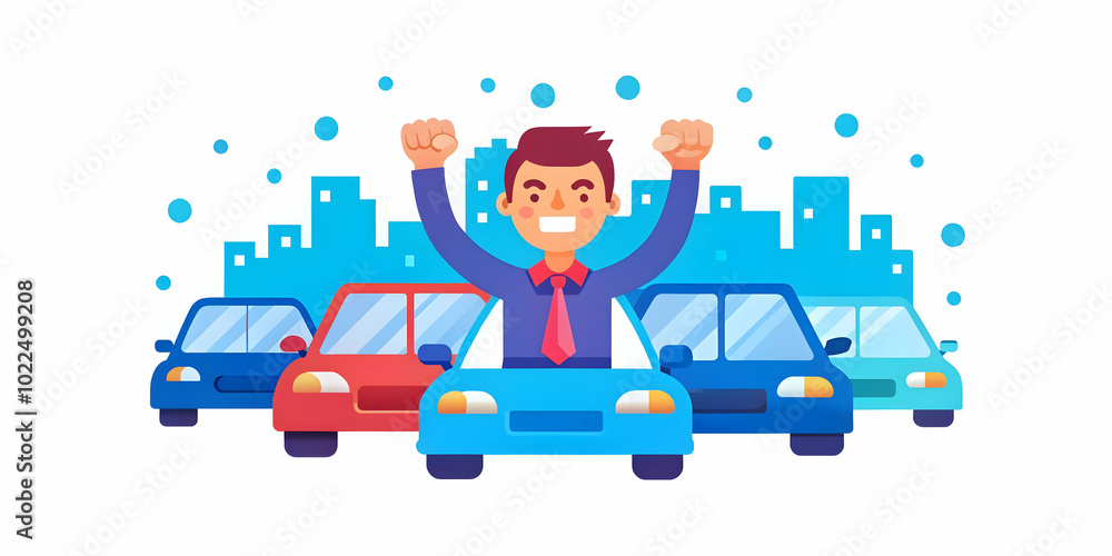 Joyful Driver Pumping Fist in Air While Stuck in Traffic: Celebrating Music in Congested City Streets - Candid Photo Stock Concept Joyful Driver Pumping Fist in Air While Stuck in Traffic: Celebrating Music in Congested City Streets - Candid Photo Stock Concept