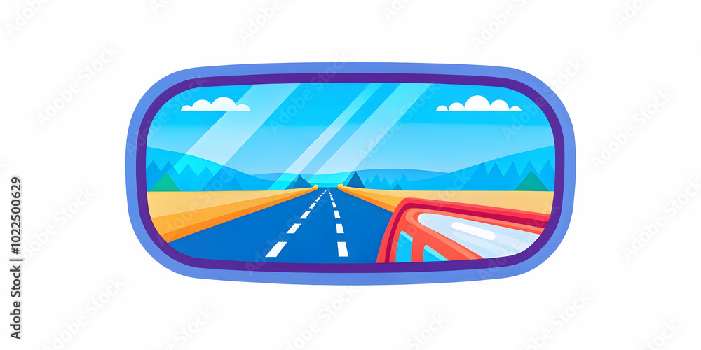 Glossy Car Rearview Mirror Reflecting Blurred Road - Close-Up Image with Ample Copy Space for Advertising Backgrounds and Symbolizing Excitement in Driving Glossy Car Rearview Mirror Reflecting Blurred Road - Close-Up Image with Ample Copy Space for Advertising Backgrounds and Symbolizing Excitement in Driving