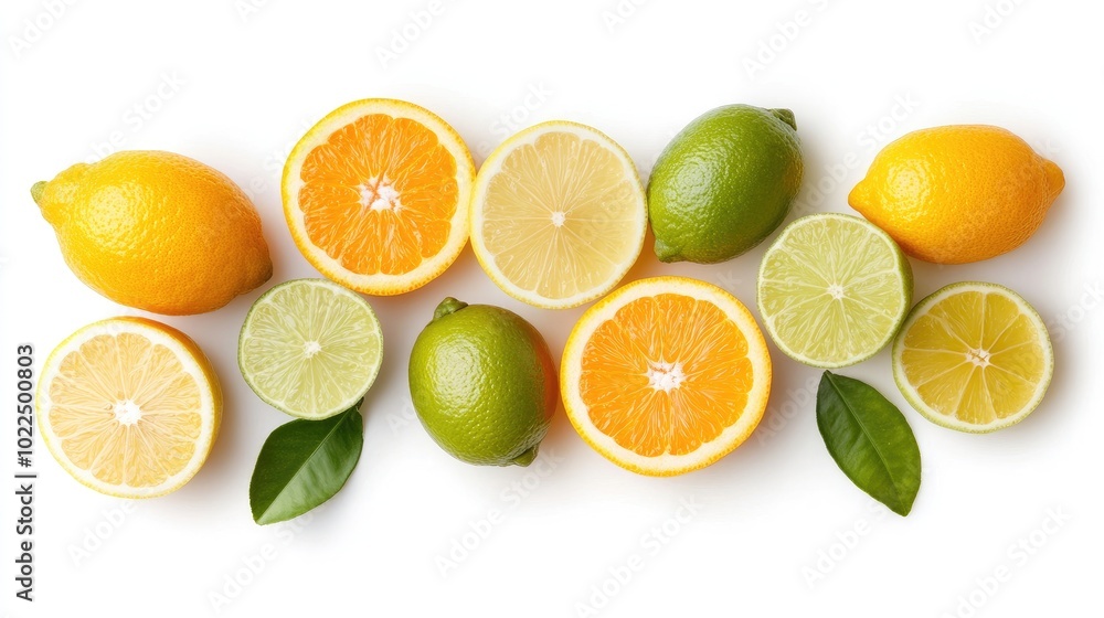 Fresh Citrus Fruits on White Background Fresh Citrus Fruits on White Background