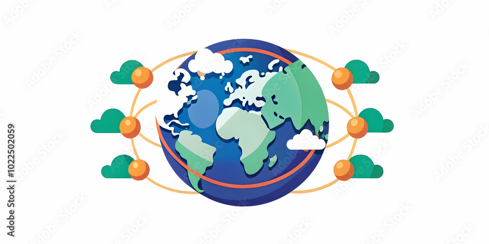 Glossy Globe with Cloud Connections: Camera Captures a Global Development Concept Showcasing Cloud Technology on Plain Background with Copy Space for Stock Photo Use Glossy Globe with Cloud Connections: Camera Captures a Global Development Concept Showcasing Cloud Technology on Plain Background with Copy Space for Stock Photo Use