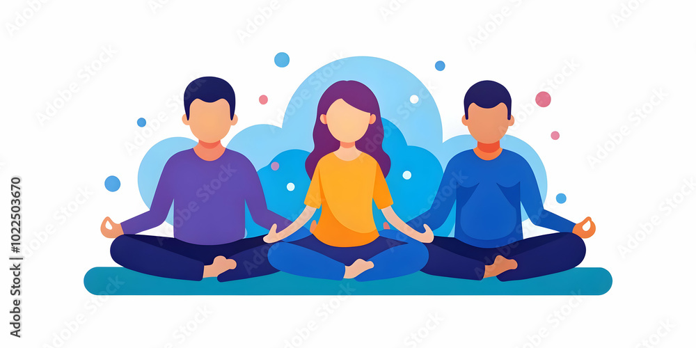 Family Meditating Together Using Digital Mindfulness Apps in Serene Bokeh Setting - A Softly Focused Image Showcasing Bonding and Well-being Through Technology Family Meditating Together Using Digital Mindfulness Apps in Serene Bokeh Setting - A Softly Focused Image Showcasing Bonding and Well-being Through Technology