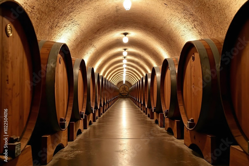 wine cellar with barrels